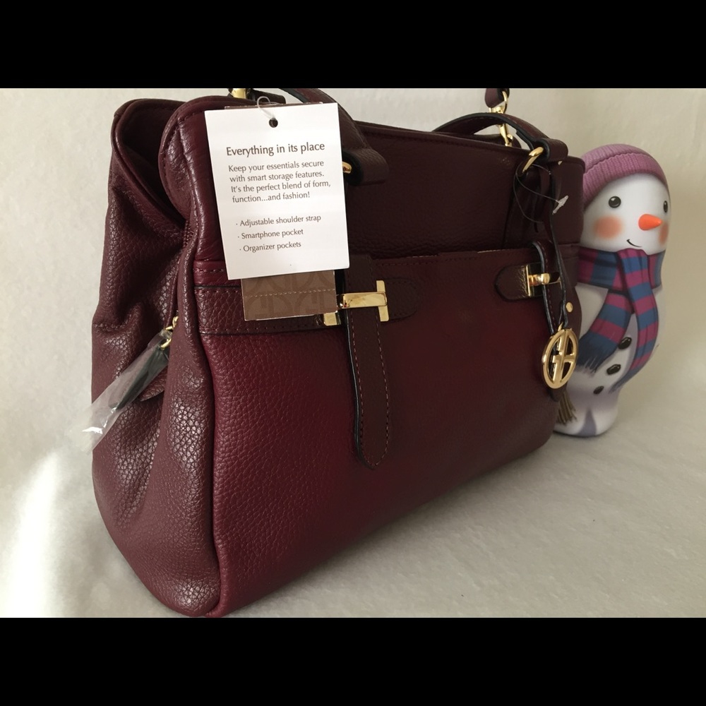 Giani Bernini Pebble Bridle Leather Tote (Wine) - Picture 1 of 11